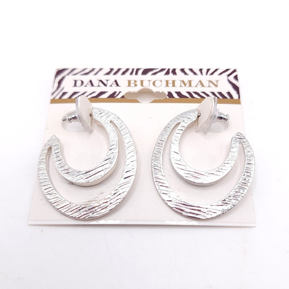 Dana Buchman Silver Crescent Hoop Earrings